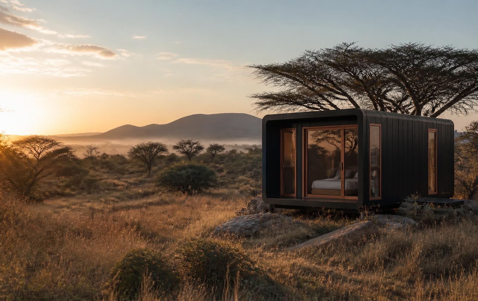 Charcoal MODUHAUS unit in South African bushveld